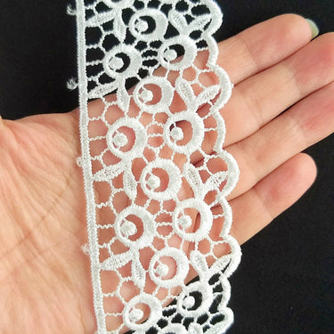 Off White Flower Embroidery Floral Lace Trim, Crochet Lace, Dyeable Trim